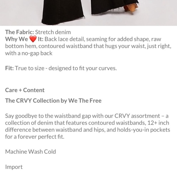 Free People CRVY Black Denim Jeans Wide Leg Cropped Tie Lace Up Waistband - Picture 9 of 10